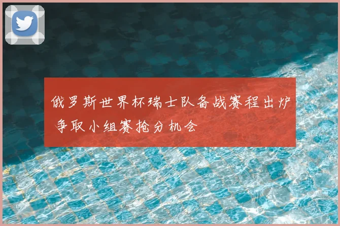 俄罗斯世界杯瑞士队备战赛程出炉 争取小组赛抢分机会